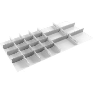 Schubladeneinsatz Treston, 5 Unterteiler & 16 Mittelplatten, B 1300 mm, für Serie 130 mit H 75 mm Schubladeneinsatz Treston, 5 Unterteiler & 16 Mittelplatten, B 1300 mm, für Serie 130 mit H 75 mm