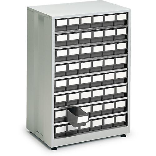 Schubladenregal, mit 48 Schubladen, grau