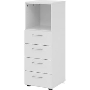 Schubladenschrank Breno, 4 Schübe, 1 Fach, Metallgriffe, B 400 x T 420 x H 1100 mm, lichtgrau/lichtgrau Schubladenschrank Breno, 4 Schübe, 1 Fach, Metallgriffe, B 400 x T 420 x H 1100 mm, lichtgrau/lichtgrau