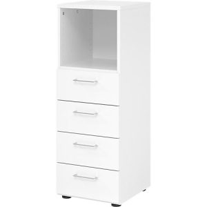 Schubladenschrank Breno, 4 Schübe, 1 Fach, Metallgriffe, B 400 x T 420 x H 1100 mm, weiß/weiß Schubladenschrank Breno, 4 Schübe, 1 Fach, Metallgriffe, B 400 x T 420 x H 1100 mm, weiß/weiß