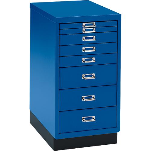 Schubladenschrank DIN A4, mit 8 Schubladen, 675 mm hoch, enzianblau
