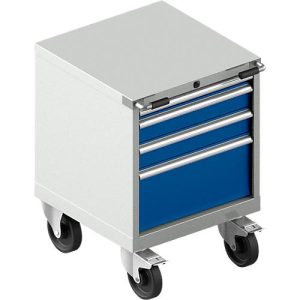 Schubladenschrank mit Rollen WSK 27-27, 4 Schübe, bis 200 kg, B 564 x T 572 x H 770 mm, lichtgrau/enzianblau Schubladenschrank mit Rollen WSK 27-27, 4 Schübe, bis 200 kg, B 564 x T 572 x H 770 mm, lichtgrau/enzianblau