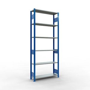 Schulte Lagertechnik Fachbodenregal MULTIplus150, Steck-Grundregal, B 1000 x T 300 x H 2500 mm, 6 Ebenen, bis 1400 kg, enzianblau/verzinkt Schulte Lagertechnik Fachbodenregal MULTIplus150, Steck-Grundregal, B 1000 x T 300 x H 2500 mm, 6 Ebenen, bis 1400 kg, enzianblau/verzinkt