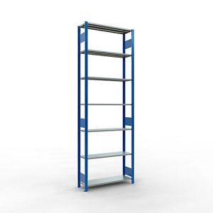 Schulte Lagertechnik Fachbodenregal MULTIplus150, Steck-Grundregal, B 1000 x T 300 x H 3000 mm, 7 Ebenen, bis 1500 kg, enzianblau/verzinkt