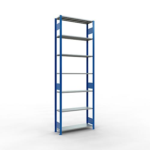 Schulte Lagertechnik Fachbodenregal MULTIplus150, Steck-Grundregal, B 1000 x T 300 x H 3000 mm, 7 Ebenen, bis 1500 kg, enzianblau/verzinkt