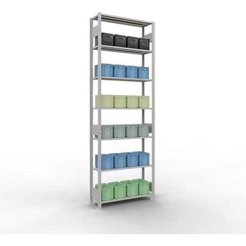 Schulte Lagertechnik Fachbodenregal MULTIplus150, Steck-Grundregal, B 1000 x T 300 x H 3000 mm, 7 Ebenen, bis 1500 kg, lichtgrau