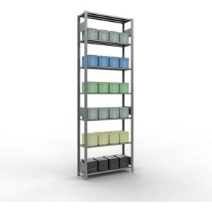 Schulte Lagertechnik Fachbodenregal MULTIplus150, Steck-Grundregal, B 1000 x T 300 x H 3000 mm, 7 Ebenen, bis 1500 kg, verzinkt Schulte Lagertechnik Fachbodenregal MULTIplus150, Steck-Grundregal, B 1000 x T 300 x H 3000 mm, 7 Ebenen, bis 1500 kg, verzinkt