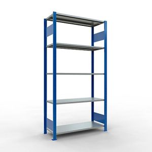 Schulte Lagertechnik Fachbodenregal MULTIplus150, Steck-Grundregal, B 1000 x T 400 x H 2000 mm, 5 Ebenen, bis 1300 kg, enzianblau/verzinkt Schulte Lagertechnik Fachbodenregal MULTIplus150, Steck-Grundregal, B 1000 x T 400 x H 2000 mm, 5 Ebenen, bis 1300 kg, enzianblau/verzinkt