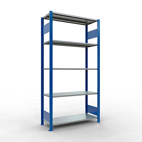 Schulte Lagertechnik Fachbodenregal MULTIplus150, Steck-Grundregal, B 1000 x T 400 x H 2000 mm, 5 Ebenen, bis 1300 kg, enzianblau/verzinkt