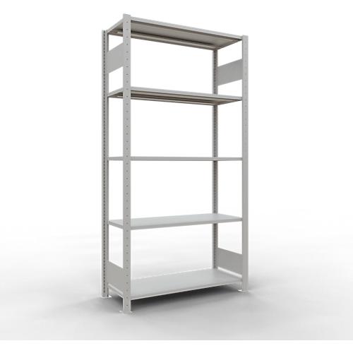 Schulte Lagertechnik Fachbodenregal MULTIplus150, Steck-Grundregal, B 1000 x T 400 x H 2000 mm, 5 Ebenen, bis 1300 kg, lichtgrau