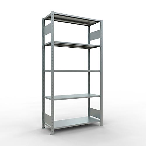 Schulte Lagertechnik Fachbodenregal MULTIplus150, Steck-Grundregal, B 1000 x T 400 x H 2000 mm, 5 Ebenen, bis 1300 kg, verzinkt
