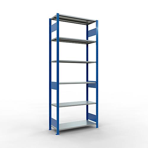 Schulte Lagertechnik Fachbodenregal MULTIplus150, Steck-Grundregal, B 1000 x T 400 x H 2500 mm, 6 Ebenen, bis 1400 kg, enzianblau/verzinkt