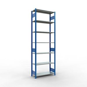 Schulte Lagertechnik Fachbodenregal MULTIplus150, Steck-Grundregal, B 1000 x T 400 x H 3000 mm, 7 Ebenen, bis 1500 kg, enzianblau/verzinkt