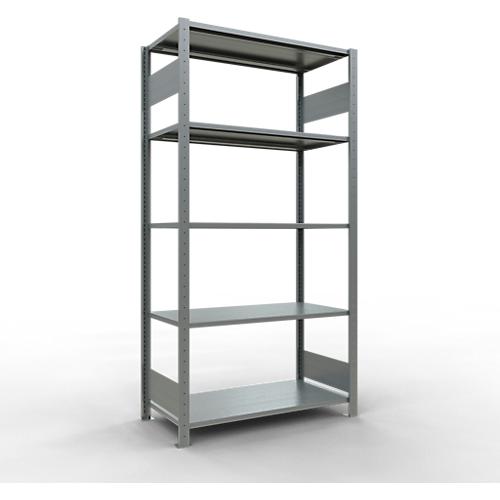 Schulte Lagertechnik Fachbodenregal MULTIplus150, Steck-Grundregal, B 1000 x T 500 x H 2000 mm, 5 Ebenen, bis 1300 kg, verzinkt