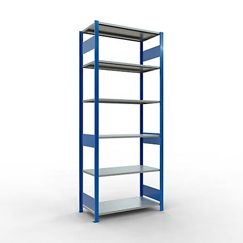 Schulte Lagertechnik Fachbodenregal MULTIplus150, Steck-Grundregal, B 1000 x T 500 x H 2500 mm, 6 Ebenen, bis 1400 kg, enzianblau/verzinkt