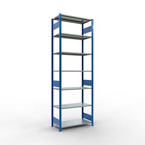 Schulte Lagertechnik Fachbodenregal MULTIplus150, Steck-Grundregal, B 1000 x T 500 x H 3000 mm, 7 Ebenen, bis 1500 kg, enzianblau/verzinkt