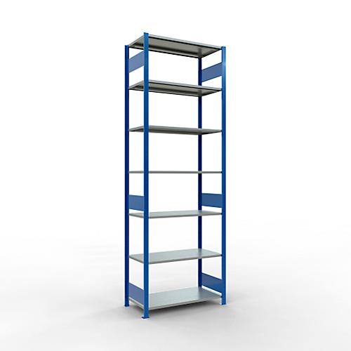 Schulte Lagertechnik Fachbodenregal MULTIplus150, Steck-Grundregal, B 1000 x T 500 x H 3000 mm, 7 Ebenen, bis 1500 kg, enzianblau/verzinkt