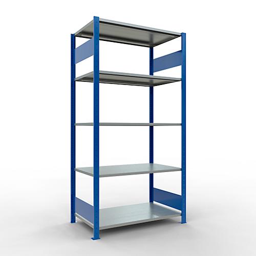 Schulte Lagertechnik Fachbodenregal MULTIplus150, Steck-Grundregal, B 1000 x T 600 x H 2000 mm, 5 Ebenen, bis 1300 kg, enzianblau/verzinkt