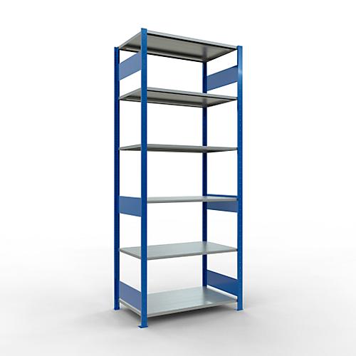 Schulte Lagertechnik Fachbodenregal MULTIplus150, Steck-Grundregal, B 1000 x T 600 x H 2500 mm, 6 Ebenen, bis 1400 kg, enzianblau/verzinkt