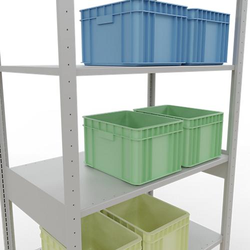 Schulte Lagertechnik Fachbodenregal MULTIplus150, Steck-Grundregal, B 1000 x T 600 x H 2500 mm, 6 Ebenen, bis 1400 kg, lichtgrau
