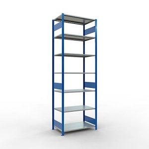 Schulte Lagertechnik Fachbodenregal MULTIplus150, Steck-Grundregal, B 1000 x T 600 x H 3000 mm, 7 Ebenen, bis 1500 kg, enzianblau/verzinkt