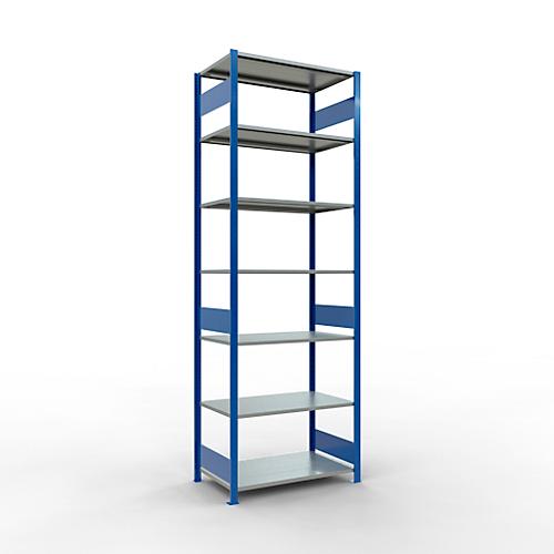 Schulte Lagertechnik Fachbodenregal MULTIplus150, Steck-Grundregal, B 1000 x T 600 x H 3000 mm, 7 Ebenen, bis 1500 kg, enzianblau/verzinkt
