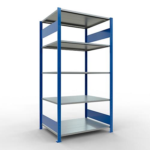 Schulte Lagertechnik Fachbodenregal MULTIplus150, Steck-Grundregal, B 1000 x T 800 x H 2000 mm, 5 Ebenen, bis 1300 kg, enzianblau/verzinkt