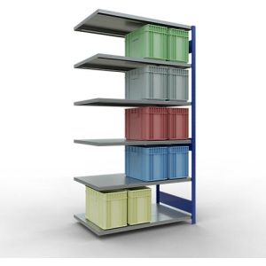 SCHULTE Lagertechnik Fachbodenregal – Stecksystem MULTIplus 250, Anbauregal, Längenriegel, 2500x1300x800 mm, 6 Böden, enzianblau/verzinkt SCHULTE Lagertechnik Fachbodenregal – Stecksystem MULTIplus 250, Anbauregal, Längenriegel, 2500x1300x800 mm, 6 Böden, enzianblau/verzinkt