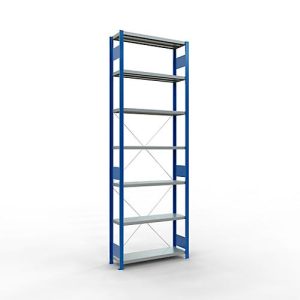 Schulte Lagertechnik Fachbodenregal Stecksystem MultiPlus250, Grundregal, 7 Fachböden, Kreuzstrebe, B 1000 x T 300 x H 3000 mm, Enzianblau RAL 5010 Schulte Lagertechnik Fachbodenregal Stecksystem MultiPlus250, Grundregal, 7 Fachböden, Kreuzstrebe, B 1000 x T 300 x H 3000 mm, Enzianblau RAL 5010