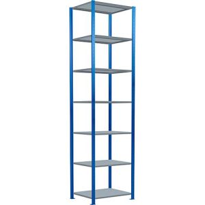Schulte Lagertechnik Fachbodenregal Stecksystem MultiPlus250, Grundregal, 7 Fachböden, Kreuzstrebe, B 750 x T 600 x H 3000 mm, Enzianblau RAL 5010 Schulte Lagertechnik Fachbodenregal Stecksystem MultiPlus250, Grundregal, 7 Fachböden, Kreuzstrebe, B 750 x T 600 x H 3000 mm, Enzianblau RAL 5010