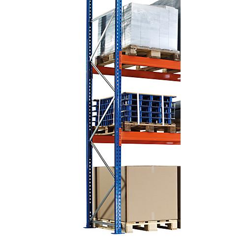 Schulte Lagertechnik Palettenregal-Ständerrahmen S625-A18, unmontiert, T 800 x H 8500 mm, Stützenbreite 100 mm, blau/verzinkt