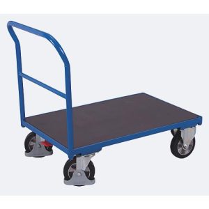 Schwerlastwagen, Stahl/Siebdruckplatte, Enzianblau/Dunkelbraun, L 1225 x B 800 mm, mit Querstrebe, Vollgummi-Rollen mit EasySTOP, bis 1000 kg Schwerlastwagen, Stahl/Siebdruckplatte, Enzianblau/Dunkelbraun, L 1225 x B 800 mm, mit Querstrebe, Vollgummi-Rollen mit EasySTOP, bis 1000 kg