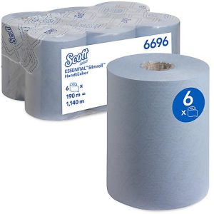 Scott® Rollenpapiertücher Essential Slimroll 6696, 1-lagig, 6 Rollen á 190 m, insgesamt 1140 m, blau Scott® Rollenpapiertücher Essential Slimroll 6696, 1-lagig, 6 Rollen á 190 m, insgesamt 1140 m, blau
