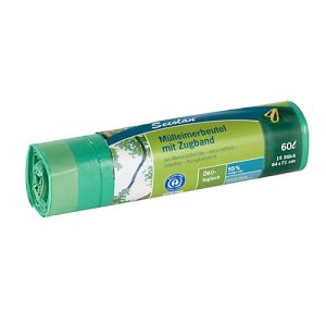 Secolan® Mülleimerbeutel, mit Zugband, 60 Liter, grün, 15 Stück Secolan® Mülleimerbeutel, mit Zugband, 60 Liter, grün, 15 Stück