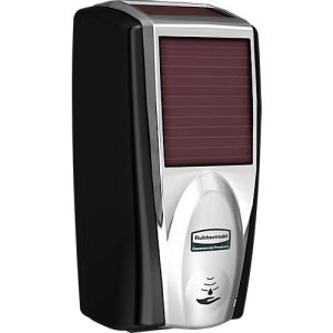 Seifen- und Desinfektionsspender Rubbermaid LumeCel, AutoFoam, 1100 ml, lichtbetrieben, automatisch & berührungsfrei, für Wand/Ständer, chrom/schwarz Seifen- und Desinfektionsspender Rubbermaid LumeCel, AutoFoam, 1100 ml, lichtbetrieben, automatisch & berührungsfrei, für Wand/Ständer, chrom/schwarz