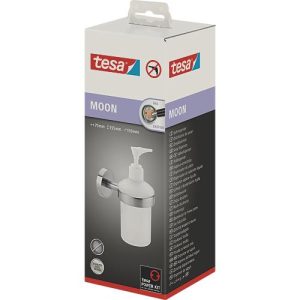Seifenspender tesa Moon, rund, Befestigung ohne Bohren, ablösbar, Edelstahloptik Seifenspender tesa Moon, rund, Befestigung ohne Bohren, ablösbar, Edelstahloptik