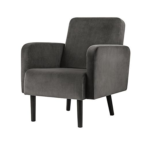 Sessel easyChair® by Paperflow LISBOA Samtbezug anthrazit, Fußgestell schwarz, B 710 x T 815 x H 830 mm