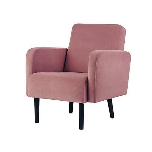 Sessel easyChair® by Paperflow LISBOA, Samtbezug pink, Fußgestell schwarz, B 710 x T 815 x H 830 mm