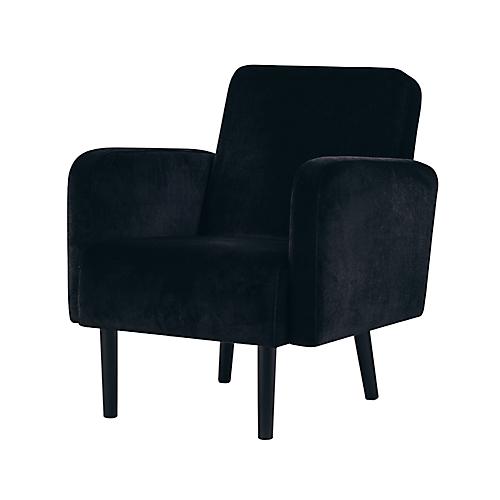 Sessel easyChair® by Paperflow LISBOA, Samtbezug schwarz, Fußgestell schwarz, B 710 x T 815 x H 830 mm