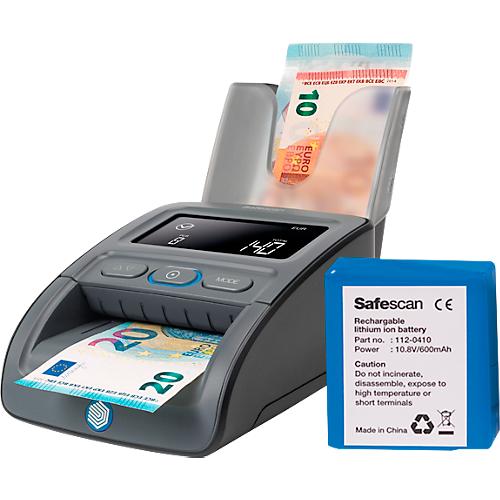 Set Geldscheinprüfer Safescan® 155-S, EZB-getestet, 6 Währungen, 7 Sicherheitsmerkmale +Akku LB-105 & Banknotenstapler RS-100