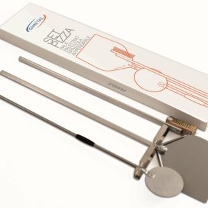 GI-Metal Pizzaschaufel 4er Set mit Schaufel, Wender, Bürste, Wandhalterung