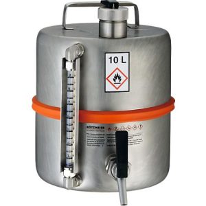 Sicherheits-Standgefäße, aus Edelstahl, Zapfhahn und Füllstandanzeige, 10 l, ø 260 x H 350 mm Sicherheits-Standgefäße, aus Edelstahl, Zapfhahn und Füllstandanzeige, 10 l, ø 260 x H 350 mm