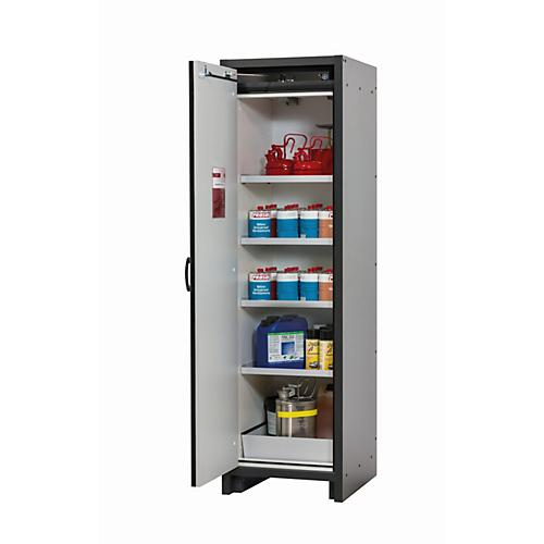 Sicherheitsschrank Typ 30 asecos Q-CLASSIC-30, Flügeltür, Anschlag links, Front asecos Silber, B 564 x T 620 x H 1947 mm