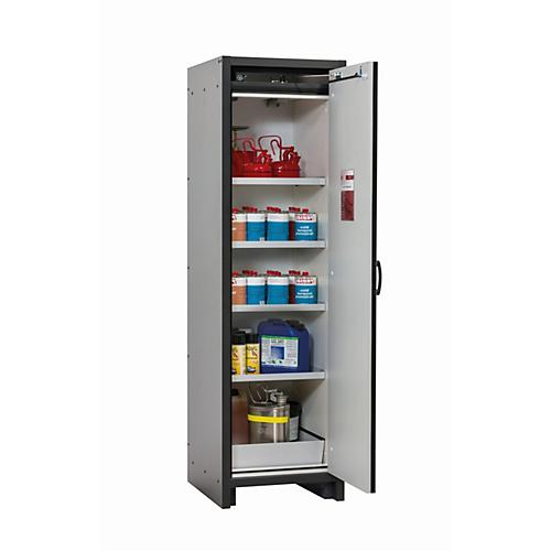 Sicherheitsschrank Typ 30 asecos Q-CLASSIC-30, Flügeltür, Anschlag rechts, Front asecos Silber, B 564 x T 620 x H 1947 mm