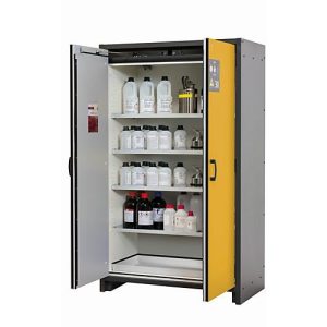 Sicherheitsschrank Typ 30 asecos Q-CLASSIC-30, Flügeltüren, Front Sicherheitsgelb, B 1164 x T 620 x H 1947 mm Sicherheitsschrank Typ 30 asecos Q-CLASSIC-30, Flügeltüren, Front Sicherheitsgelb, B 1164 x T 620 x H 1947 mm