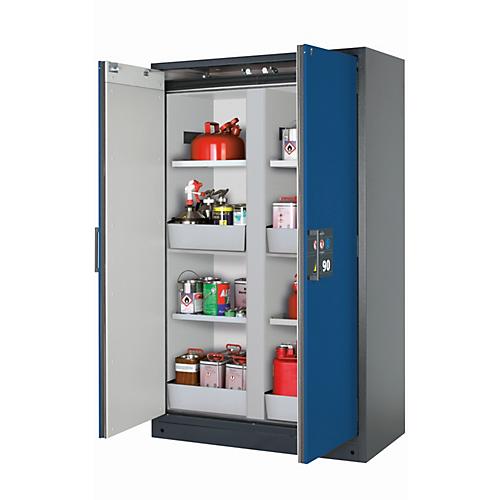 Sicherheitsschrank Typ 90 asecos Q-CLASSIC-90, Flügeltüren, Front Enzianblau, B 1193 x T 615 x H 1953 mm