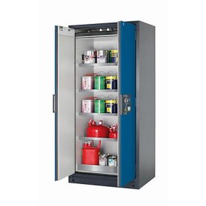 Sicherheitsschrank Typ 90 asecos Q-CLASSIC-90, Flügeltüren, Front Enzianblau, B 893 x T 615 x H 1953 mm Sicherheitsschrank Typ 90 asecos Q-CLASSIC-90, Flügeltüren, Front Enzianblau, B 893 x T 615 x H 1953 mm