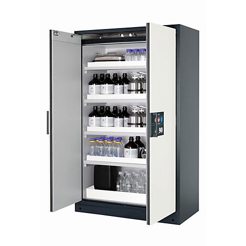 Sicherheitsschrank Typ 90 asecos Q-CLASSIC-90, Flügeltüren, Front Reinweiß, B 1193 x T 615 x H 1953 mm