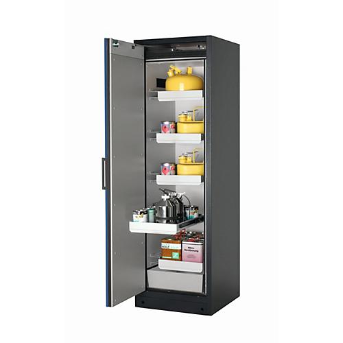 Sicherheitsschrank Typ 90 asecos Q-PEGASUS-90, Flügeltür mit Schließ-Automatik, Anschlag links, Front Enzianblau, B 599 x T 615 x H 1953 mm