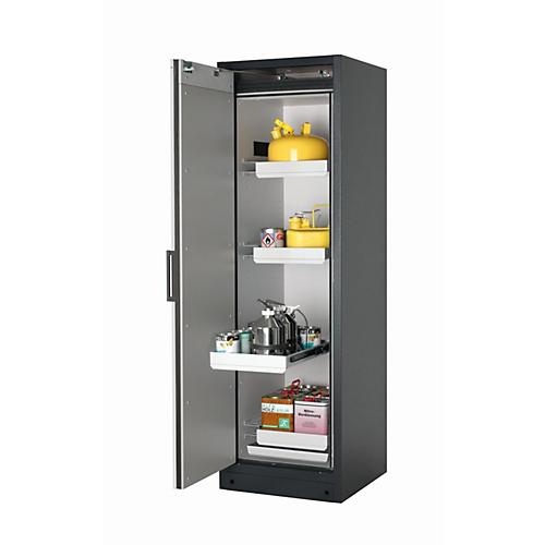 Sicherheitsschrank Typ 90 asecos Q-PEGASUS-90, Flügeltür mit Schließ-Automatik, Anschlag links, Front Lichtgrau, B 599 x T 615 x H 1953 mm